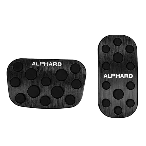 KOKATO 適合トヨタ アルファード 20系 30系 アルミペダル カバー ブレーキペダル 工具不要 専用ロゴ 取付簡単 内装 カスタム アクセサリー 防キズ 防汚れ 滑り止め 2点セット (ブラック)