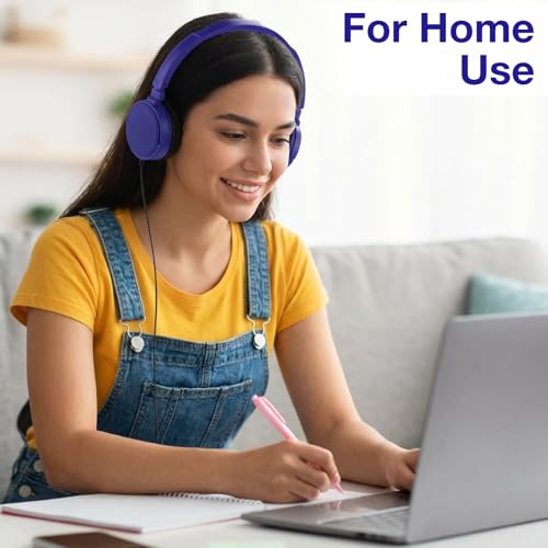 Image of Yunsailing 6 Pack Classroom Headphones Bulk, Wired Headphones,Navy Blue | Student School Supplies, Individually Wrapped, Adjustable, over Ear Head Earbuds, for Laptop PC Computer