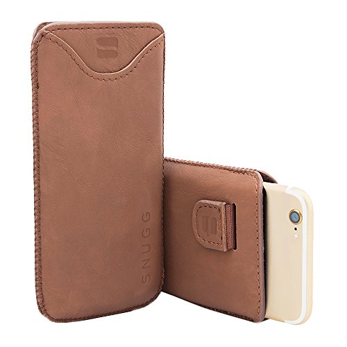 iPhone 7 Case, Snugg Apple iPhone 7 Brown Leather Pouch Case [Card Slot] Apple iPhone 7 Pouch Case Cover Executive Design