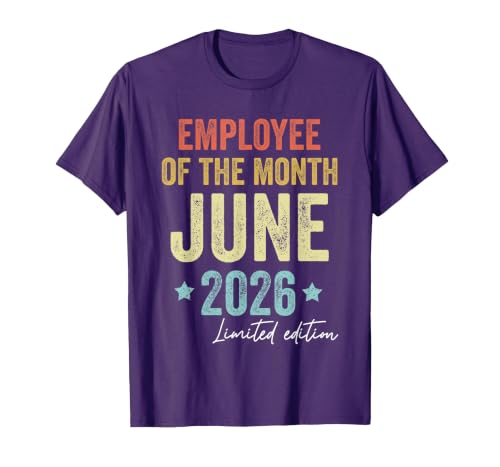 Employee of the Month June 2026 Vintage T-Shirt, Men, Purple, Medium