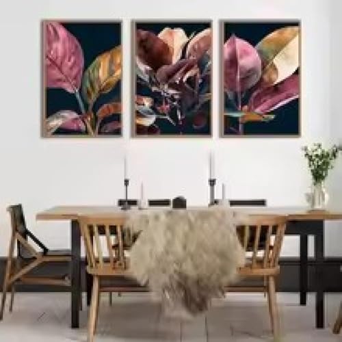 Art mural classique XINBAO triptyque fleurs bleues bohème raffiné - 3