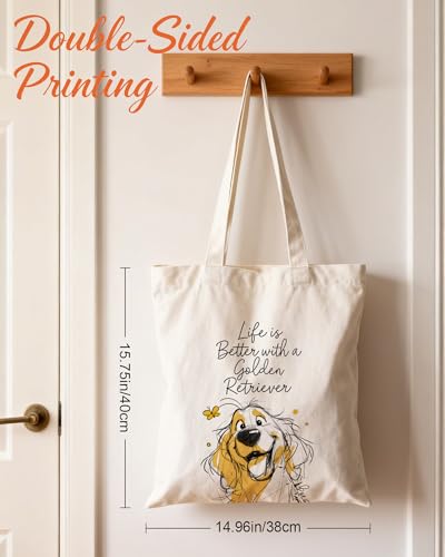 Image of Aesthetic Canvas Tote Bag for Women with Magnetic Buckle and Zipper Inner Pocket