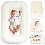 Idudbid Baby Lounger & Snuggle Nest for Newborn 0-24 Months, Baby Nest Supervised Breathable Cotton for Newborn, Breathable Portable Infant Lounnger for Travel and Home, White (Lounger Cover Included