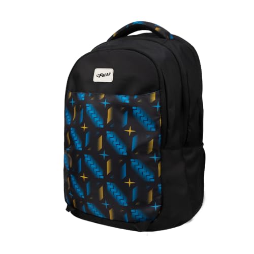 Image of F Gear Ryto Black 35L School Backpack with 3 Spacious Compartments, 1 Front Pocket & Side Bottle Holder, Airflow Padded Back, Lightweight & Durable Bag for School, Tuition, Travel and Work