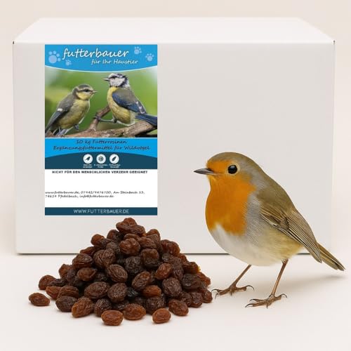 Futterbauer Futterrosinen 10 kg Energiereiche Rosinen für Wildvögel schnabelgerechte Happen staubfrei & naturbelassen