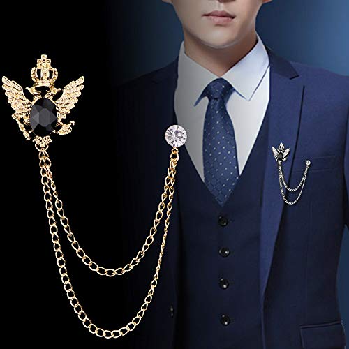 3PCS Men's Brooch Suit Pin Badge with Chains Buckle Chain Collar Lapel for Men Shirt Decoration Metal Clips Women Tuxedo Tie Hat Scarf4