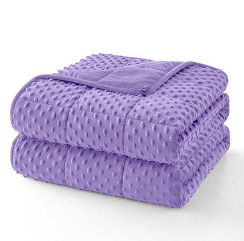Topcee Weighted Blanket King Size (20lbs 80x87), Minky Dots Heavy Blanket for Woman, Man Sleeping, Soft, Cozy and Cooling Weighted Throw Blankets, Machine Washable, Purple