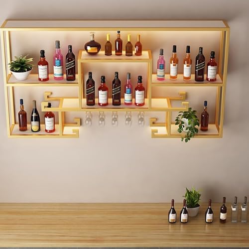 Casier à vin en métal doré de prestige avec éclairage LED mural - 8