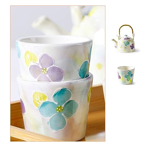 HWSY Japanese Tea Set - Small Clear Ceramic Tea Set in Japanese Style, Afternoon Teapot with Cups (Color:A, Size:) (B) Unique - Image 9