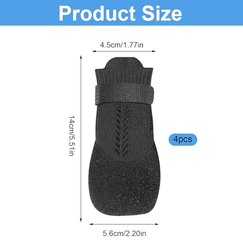 4 Stück Hundeschuhe Pfotenschutz Hunde Schuhe Outdoor atmungsaktiv Hundeschuhe Hundesocken Anti Rutsch für Füße mit Einer Breite von ca. 5,6 cm XL