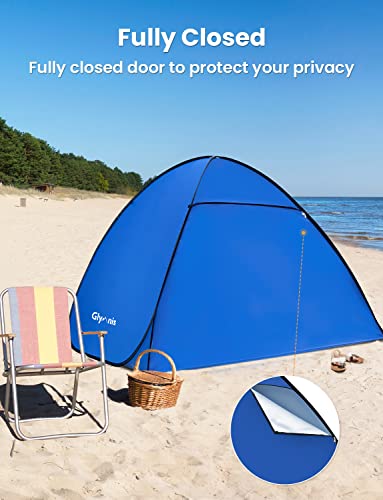 Glymnis Pop Up Beach Tent Small for 1-2 Person/Large for 3-4 Person, UV Protection Beach Sun Shelter with Zipper Porch, Portable Sun Shade Tent for Beach, Garden, Picnic - Image 5