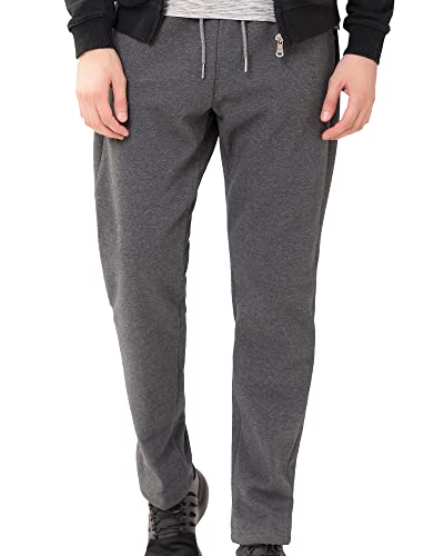 Gxamoy Men's Fleece Pants Sherpa Lined Sweatpants Winter Thicken Warm Lounge Athletic Sports Jogger Pants With Pockets Dark Gray M(1808) #TOP4