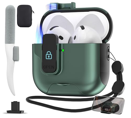 Maxjoy AirPods4�p�P�[�X ���b�N�t�� AirPods��4����P�[�X�J�o�[ �N���[�i�[�L�b�g�t�� �ϏՌ� AirPods��4���� �ی�P�[�X �L�[�`�F�[���t�� Apple AirPods4 2024�Ή� �A�b�v���O���[��
