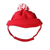 Scicalife Dog Santa Hat Pet Christmas Warm Knitting Wool Hat with Ear Holes - Dog Christmas Hat Red