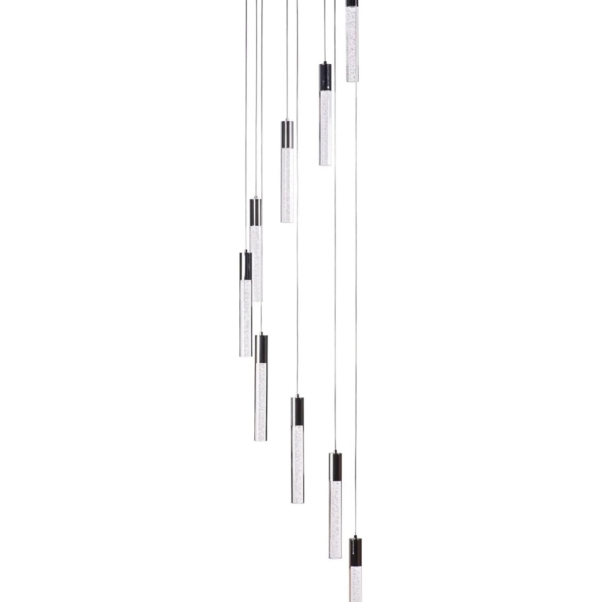Finesse Decor Sparkling Night Cylinder Chandelier - 9 Light, Metal, Silver,