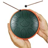 Steel Tongue Drum (Zungentrommel) 6 Zoll, 11 Noten, C-Dur - Mit sphärischem Klang für Entspannung, Perfekt für Yoga, Meditation, Band & Musikunterricht (Grün)