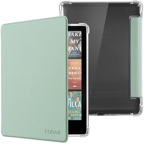 CoBak Case for Kindle Paperwhite 12th Gen 2024 (7") & Kindle Colorsoft Signature Edition (7") - New PU Leather Cover and Clear Soft Silicone Back Cover with Auto Sleep Wake Feature Cover