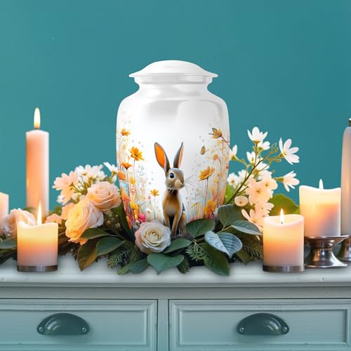 Image of Rabbit Urn - Keepsake for Ashes - Combo 2 - Large with 3 Inch Pack of 2 - Burial Memorial Urns - Human Remains Urn - Decorative Keepsake Urns Ash
