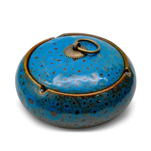 Cendrier en céramique résistant à la tempête, avec couvercle, cendrier intérieur et extérieur pour décoration extérieure de la maison et du bureau