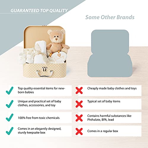 Baby Box Shop Baby Gifts Unisex - 9 Baby Essentials, Baby Gift for Baby Shower - Unisex Newborn Gifts, Baby Gift Set - Neutral Newborn Gifts, Newborn Unisex Gift Set - Cream
