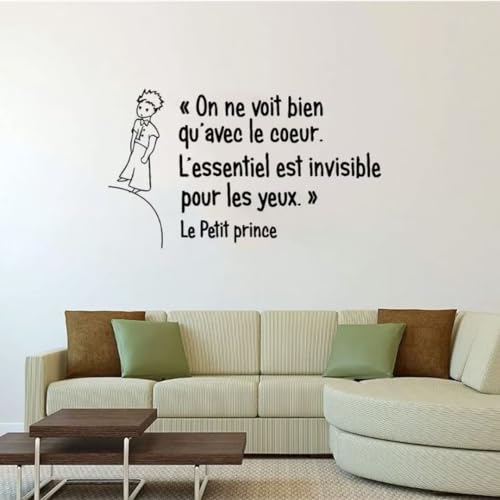 Sticker mural en vinyle avec citations du Petit Prince français pour chambre d'enfant 68 x 40 cm