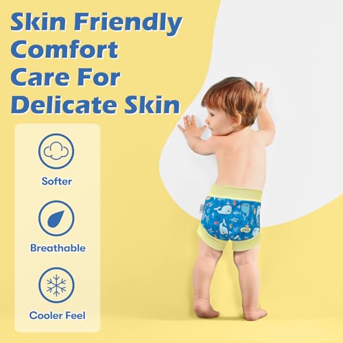 Image of ALVABABY 3 Pack Reusable Baby Boys Swim Diapers UPF 50+ Washable Toddler Beach Diapers