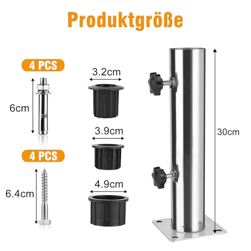 Soporte universal para sombrilla ajustable terraza pie de acero inoxidable para placa de cemento 8