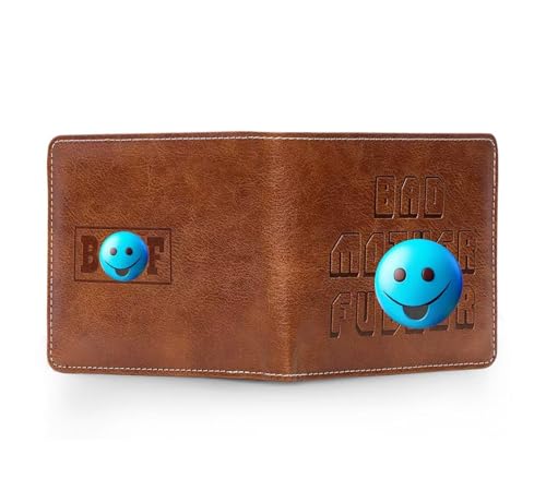 Image of Embroidered Bad Mother f ker Leather Wallet (light brown)