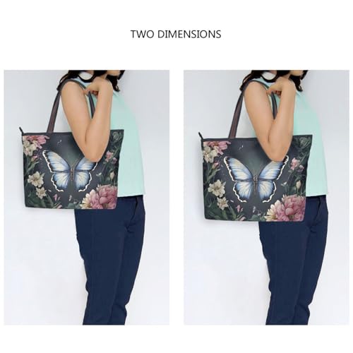 Bolsos tote para mujer con diseño de mariposa, bolsos de trabajo y carteras medias con cremallera y bolsillos, 2 tamaños miniatura 2