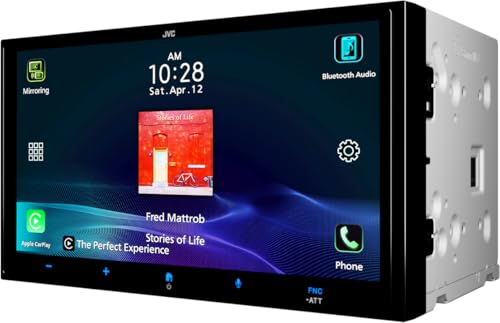 JVC KW-M795BW 7 Inch HD Touchscreen Car Stereo, Wireless Apple CarPlay Android Auto, Bluetooth, HDMI Input, Backup Camera Ready, SiriusXM Ready, Double DIN, 3 RCA Preouts