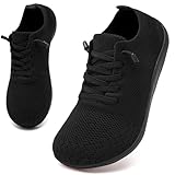 SDYJQS Womens Wide Width Barefoot Shoes Minimalist Zero Drop Walking Tennis Sneakers Casual Lightweight Comfortable Yoga Gym Shoes for Indoor Outdoor Black 8.5