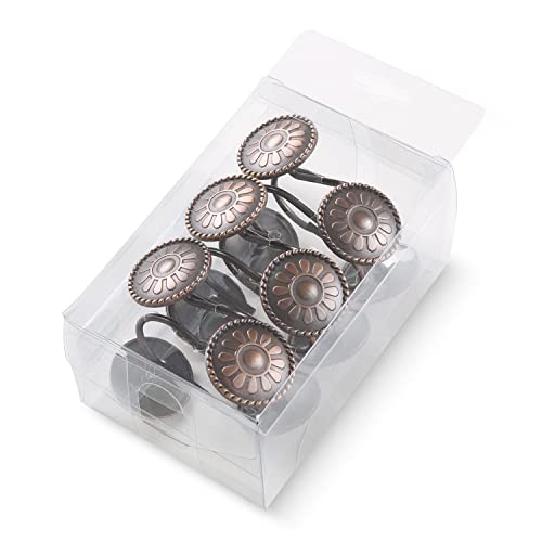 Bronze Shower Curtain Hooks, Chictie Oil Rubbed Decorative Shower Curtain Rings For Bathroom Shower Curtains Rods, Set Of 12 Rust-Resistant Metal Shower Hooks Hangers Antique Flower Design #TOP6