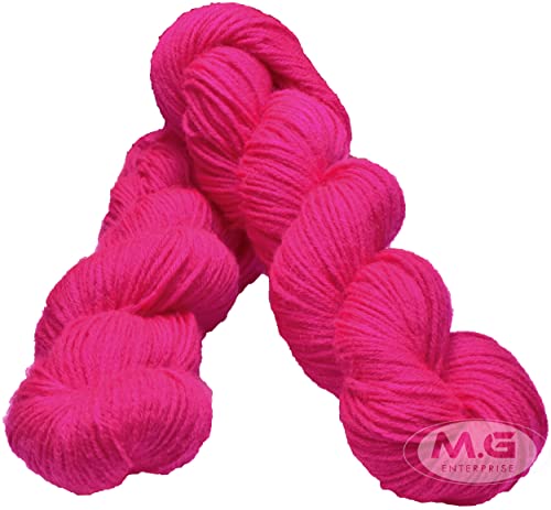 Image of M.G ENTERPRISE Brilon Light Magenta (400 gm) Wool Hank Hand Knitting Wool /Art Craft Soft Fingering Crochet Hook Yarn, Needle Knitting Yarn Thread dye OD
