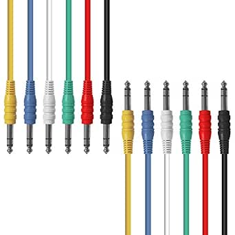 AxcessAbles 3ft 1/4" TRS to 1/4" TRS Multi-Color Balanced Stereo Patch Cables (6-Pack)