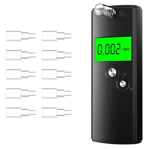 Apkezel Etilometro Portatile Certificato, Alcolometro ad alta Precisione con 10 Bocchini, Alcol Test Professionale con Display LCD Digitale, Test Alcolemico Portatile per uso Domestico e per Feste