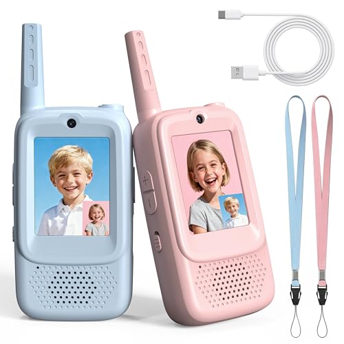 Rush Deer Video Walkie Talkies for Kids, 2 Pack Rechargeable Video Intercom Kids Walkies Talkies with HD Camera & Voice, Indoor Outdoor Games,Camping,...
