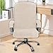 Velvet Plush Stretch Computer Office Chair Cover with Armrest, Solid Color Spandex Slipcover for Pets & Kids, Removable Universal Desk Chair Covers for Swivel Rotating Chair (Beige,Medium)