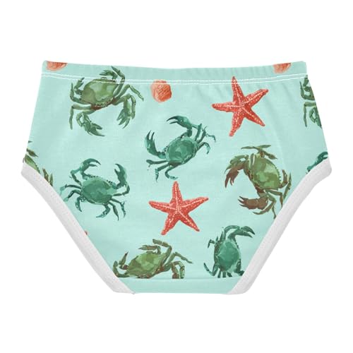 Wusikd Green Crabs Red Starfish Girls' Underwear Cotton Light Blue Girls Briefs Soft Toddler Underwear 2T2