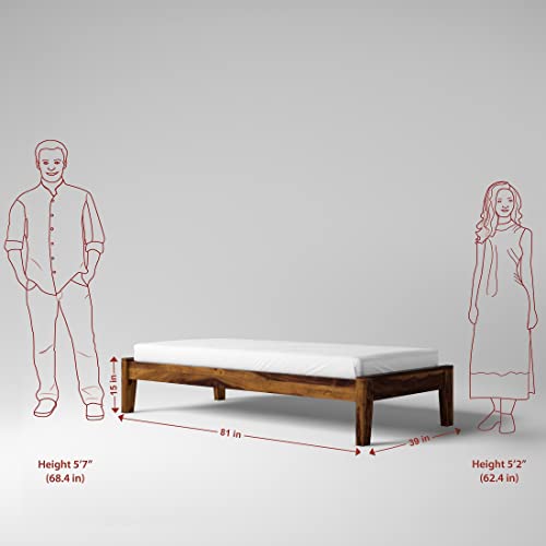 Image of AADITYA WOODS Solid Sheesham Wood Single Bed Cot Without Storage | Single Size Bed for Bedroom | Multipurpose Use Bed- Walnut 17