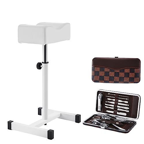 Yonntech Adjustable Nail Footrest Pedicure Manicure Technician Beauty Stand Stool with Non-Slip Legs Salon Spa Equipment White