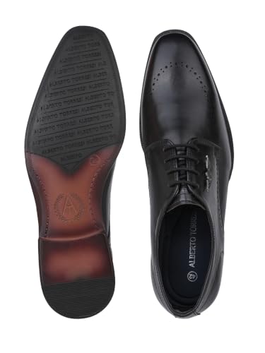 Image of ALBERTO TORRESI Hungary Series 607 Branded Sole Black Formal Shoes