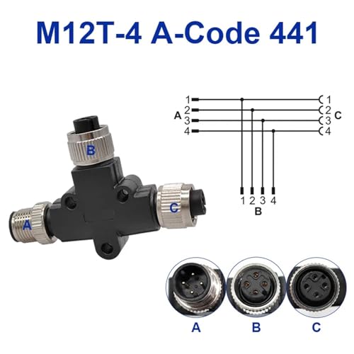 Conector M12 código A de tres vías con diseño en Y de 4 pines 2