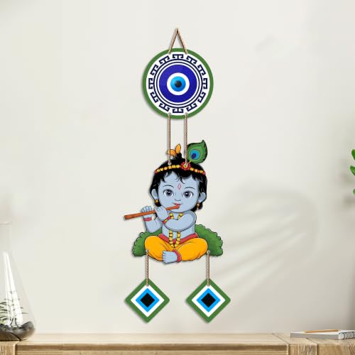 Image of Artvibes Baby Krishna Evil Eye Wall Hanging for Home Entrance Door Decor | Nazar Battu Protection Hanging for Living Room Bedroom Temple | Vastu Positive Energy Decorative Gift (WH 8571N)