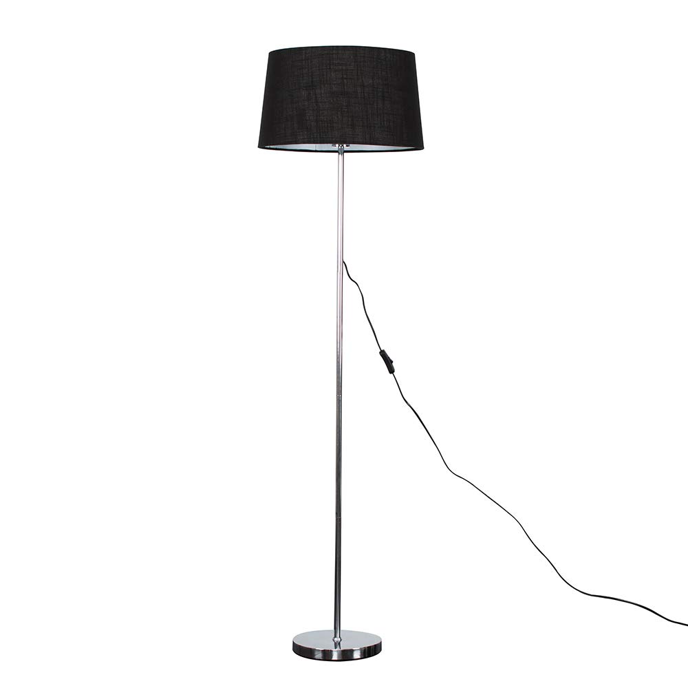 Charlie Silver Floor Lamp - Black Doretta Shade