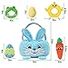 Treory Baby's First Easter Basket Playset, 6ct Stuffed Plush Personalized Easter Basket with Blue Bunny Chick Carrot Egg Frog Baby Easter Basket Stuffers Easter Gifts for Boys Kids Infants Decorations