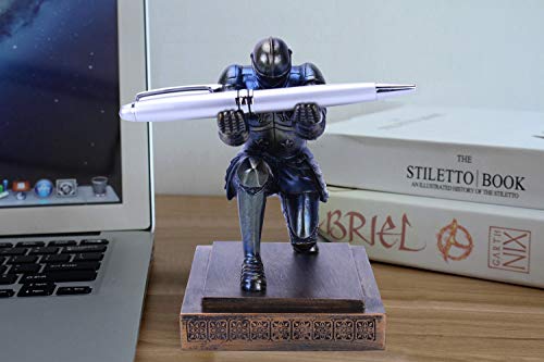 CYXStar-Resin-Soldier-Executive-Pen-Holder-Desk-Organizer-Cool-Pen-Stand-Home-Decor-Resin-Pencil-Holder-with-a-Pen-for-Men-as-Gift-Blue