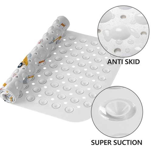 Lnond M6Z37X Bath Mat For Tub For Kids, Boy Toddler Bathtub Mat Non Slip, Yellow Excavator Kids Bath Mats For Bathroom Non Slip With Drain Holes And Suction Cups,Machine Washable  thumb #2