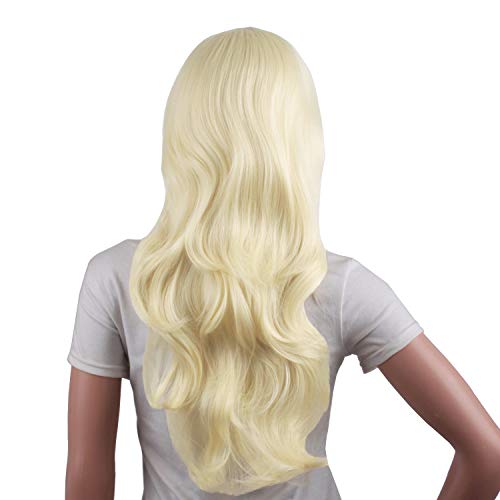 Image of MapofBeauty 24 Inch Long Wavy Side Bangs Anime Cosplay Wig, Light Blonde | 60 cm Synthetic Fiber Wig, Women, Charming, Party