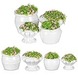 Abaodam 8Pcs Dollhouse Miniature Plants - Mini Artificial Potted Flowers & Bonsai Garden Beds - Tiny Greenery Accessories for Fairy Garden, Diorama, Sand Table & 1:12 House Decor (4 Styles)