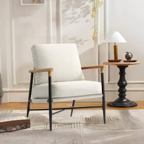 Sillón Chenille Beige con Estructura de Metal miniatura 1